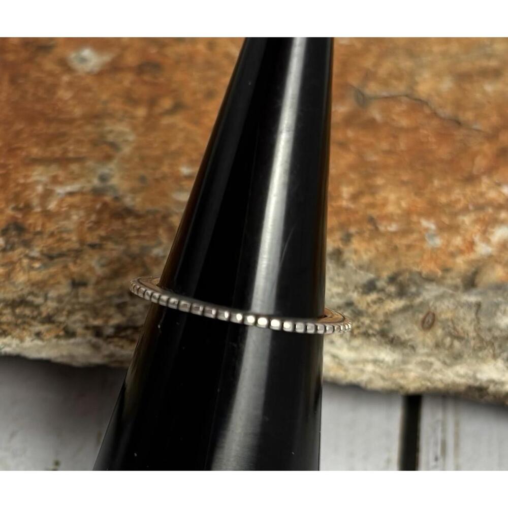 Sterling Silver Beaded Milgrain Stackable Band Ring Sz 4.75 Minimalist J119